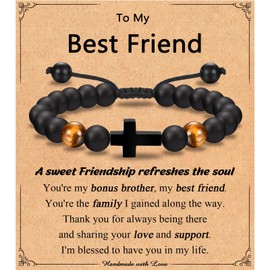 Leyung Friends Gifts for Men, Male Friends Cross Bracelet Gifts for Guys Best Friends Teen Boys, Graduation Christmas Birthday Gifts for Him Teenage Boys