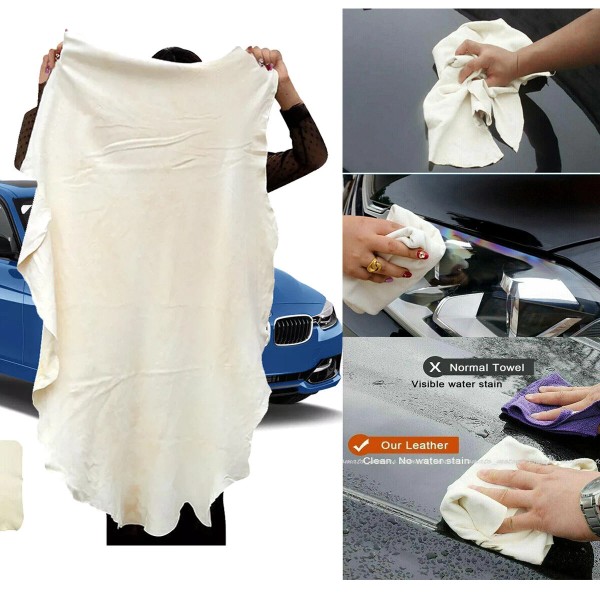 Unbranded Natural Chamois Leather Auto Drying Towel Cleaning Cloth Absorbent