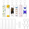 Shusmda 120 Pieces Rectangle Acrylic Key Chain Blank Transparent Acrylic