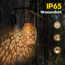 Bonsery Solar Lantern for Outdoor Use, Pack of 4, Metal Solar Lights for Outdoor Hanging, IP65 Waterproof, Solar Light Standing for Outdoor Decoration, Garden, Patio, Balcony, Outdoor, Ideal Gift for