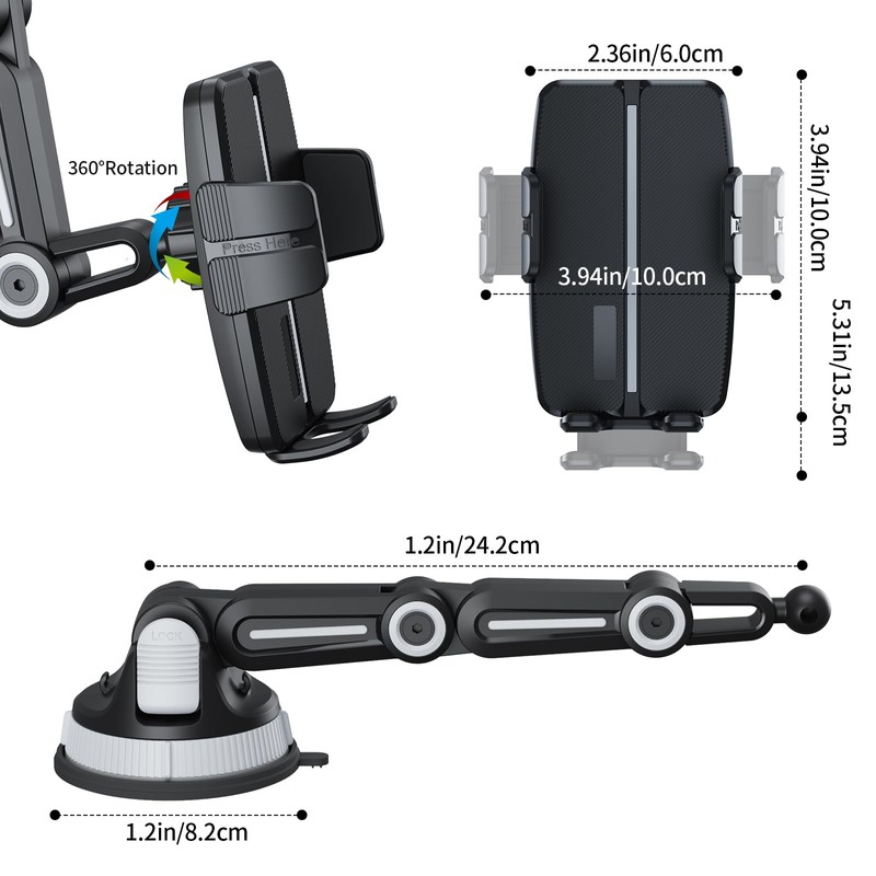 Suction Cup Car Phone Mount Dash Mounted Holders Windshield Phone
