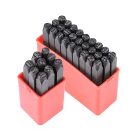 FTVOGUE 36 Pieces Carbon Steel Punch Set Heavy Duty Alphabet Letters Number Hole Tool with Case