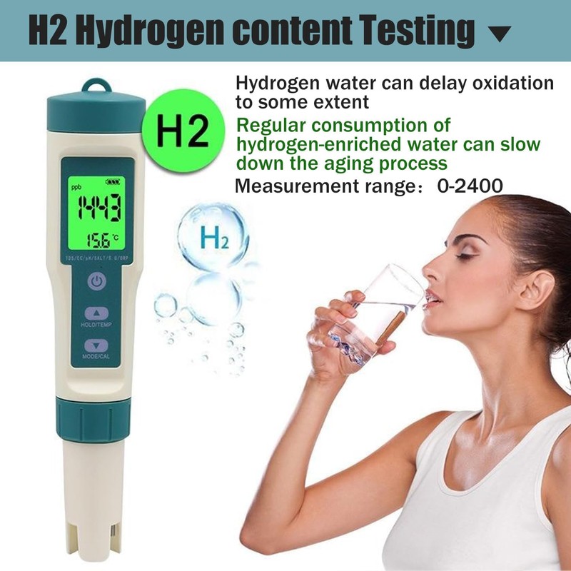 B-Qtech Digital Water Quality Tester 8 in 1, PH/TDS/EC/ORP/S.G/H2/SALT/TEMP Tester,