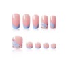 48Pcs Blue French Press on Nails Short & Press on