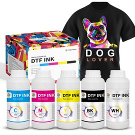 Polytech DTF Ink 6x500ML, Heat Transfer Printing Direct to Film, DTF Transfer Ink for PET Film, High Opacity Refill DTF Ink for Epson Printers ET-8550, XP-15000, L1800, L805, R1390, I3200, XP600