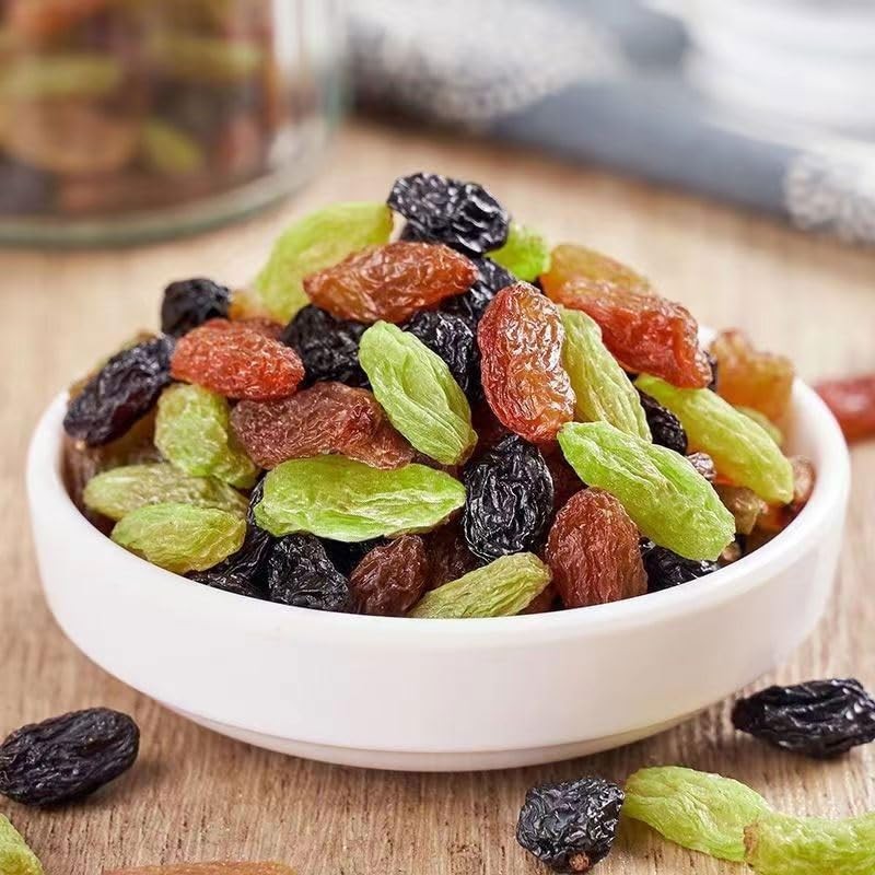Golden Raisins, Big fruit green grapes seedless，Tri colored raisins16.7oz/500g，No Added