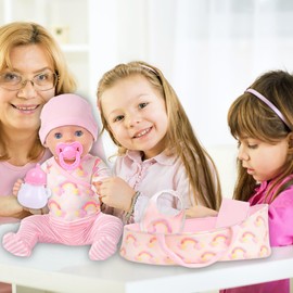 ZITA ELEMENT 8 Pcs Baby Doll Clothes with Bassinet for 17-22 Inch Baby Doll,Baby Doll Clothes Outfit Accessories fit Baby Doll (No Doll)