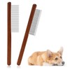 2pcs Solid Wood Grooming Combs with Wide & Narrow Rounded-Tip