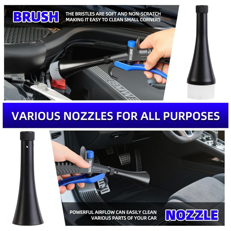 RYCUBRE Tornado Car Cleaning Gun High Pressure Air Blow Gun,
