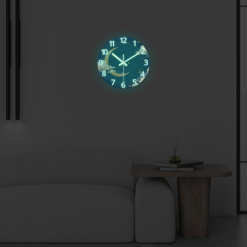 Constantplanet 14 Inch Moon Clock for Kids Bedroom Small Glow