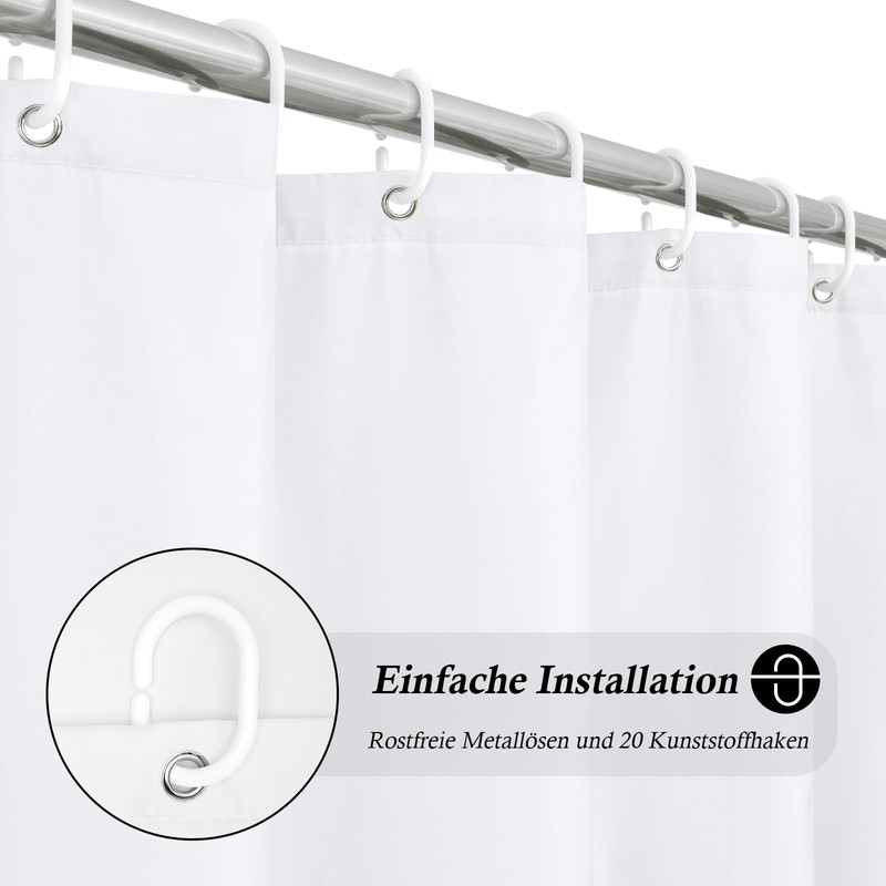 Extra Wide Shower Curtain, 300 x 200 cm, Textile Fabric,