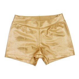 Girls Dance Shorts Gymnastics Shorts Athletic Sparkle Glitter Tumbling Bottoms Gold 5-6 Years