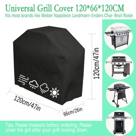 Weatherproof Grill Cover, Gas Grill, Gas Grill Cover, Tarpaulin Grill, Waterproof, Windproof, UV-Resistant, Tear-Resistant Grill (120 x 66 x 120)
