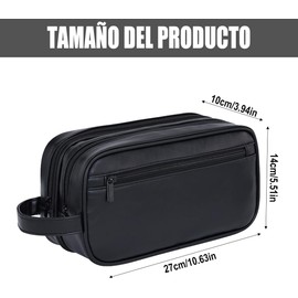 Neceser Hombre, Neceser de Viaje con Manija, Neceser Cuero con Bolsa Interior de Malla para Hombre y Mujer, Cremallera Suave, Impermeable, 3 Compartimentos, Gran Capacidad (27×14×10cm)