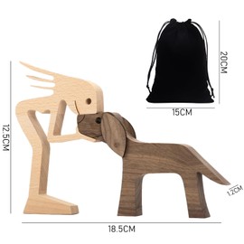 1 Piece Wooden Carved Dog Frame and 1 Black Storage Bag, Gift for Dog Owners, Home Decoration for Dogs, Creative Floating Wood Crafts, Home and Gift Decoration