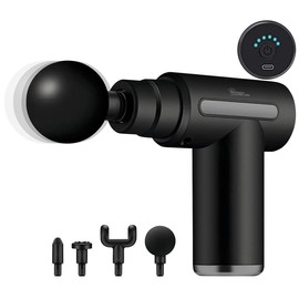 newgen medicals Massage Gun: Compact Cordless Handheld Massager with 4 Attachments, 6 Levels, USB-C, 30 W (Hand Massage, Massage Device, Massage Stick)