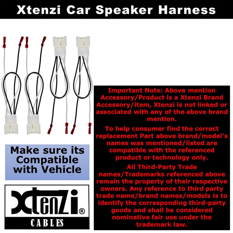 Xtenzi 2 Pair Car Speaker Harness Set Compatible with Ford