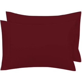 Royale Linens Queen Pillowcase Set of 2 - Bed Pillow Cover - 20" x 30" - Red Pillowcases - 1800 Brushed Microfiber, Wrinkle & Fade Resistant - Soft & Cozy- Queen Size Pillow Case (Queen, Burgundy)