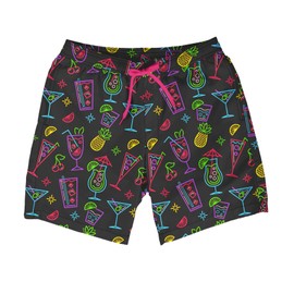 Tipsy Elves Black Neon Nightcap 4 Way Stretch Swim Trunks for Men Size 3X-Large