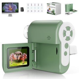 Portable Handheld Microscope for Kids with 2-inch-Screen: 1000x HD Digital Microscope for Kids Educational Science Kit, Christmas Birthday Gifts for Kids Age 5 6 7 8 9 10 11 12 (Green)