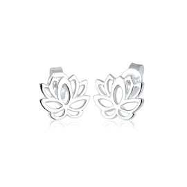 Elli Women's Earrings Lotus Flower Flower Filigree in 925 Sterling Silver, Sterling Silver, No Gemstone