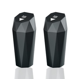 YIOVVOM Car Trash Can with Lid，Mini Diamond Design Automatic Portable Trash Can，Used in Car Home, Office, Kitchen, Bedroom (2, Grey)