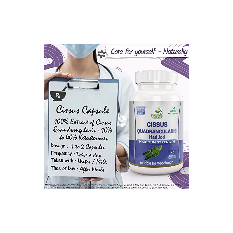 Ayushya Cissus Quadrangularis (Hadjod) Capsule, 60 Capsules, Natural