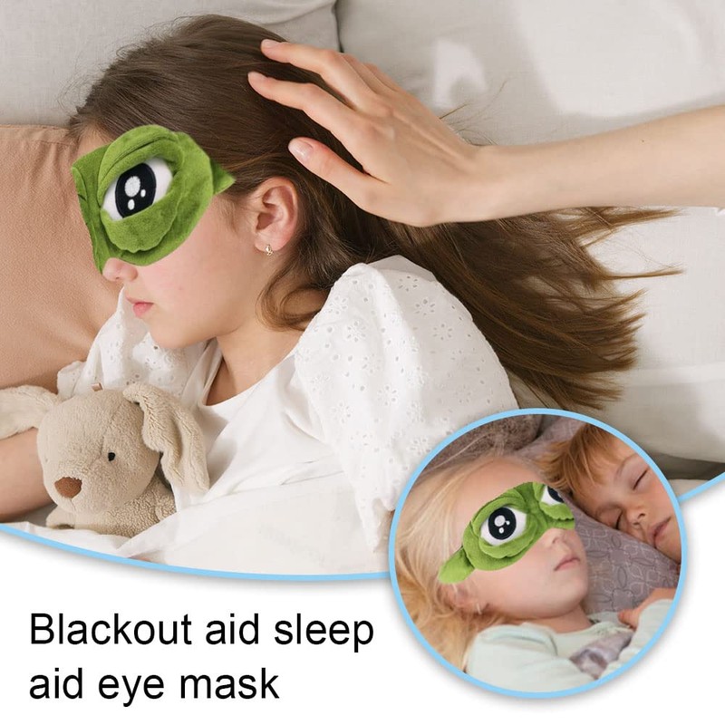 Frog Plush Kids Eye Masks for Sleeping Cartoon Fluff Blindfold