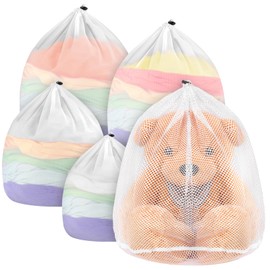 ecooe Pack of 5 Laundry Bags for Washing Machine, XL Laundry Net with Cord Stopper, 1 Extra Large, 2 Large, 1 Medium and 1 Small Laundry Bag for Blouse, Baby Clothes, Backpack, Skirts for Back to