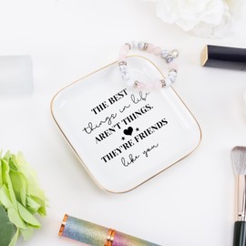Teeglow Best Friend Birthday Bestie Gifts for Women Friendship Jewelry Tray, Best Friend Friendship Sister Graduation for Her Ceramic Jewelry Trinket Ring Tray Dish