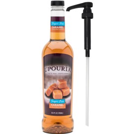 Upouria Sugar Free Caramel Flavored Syrup, 100% Vegan and Gluten-Free, 750ml bottle - Pump included