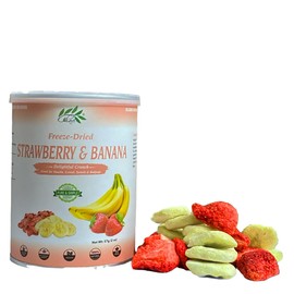 CHAVI Freeze-Dried Strawberry Banana | Healthy Superfood | No Added Sugars or Preservatives | Non-GMO, Vegan, Gluten-Free | Long Shelf Life | 2 oz Can