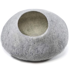 aumondo Felt Cat Cave, Cat Bed, Cuddly Cave for Cats Lovingly handmade for your cat. Cat house made from 100% natural sheep's wool, grey