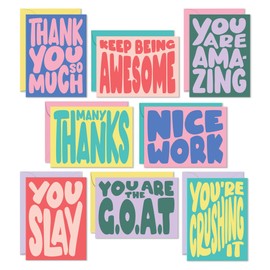 S&O Set of 24 Cute Appreciation Cards with Envelopes - 8 Unique Appreciation Card Designs - Thank You Cards for Coworkers, Employee, Teachers, Recognition & Gratitude, 4.25”x5.75”