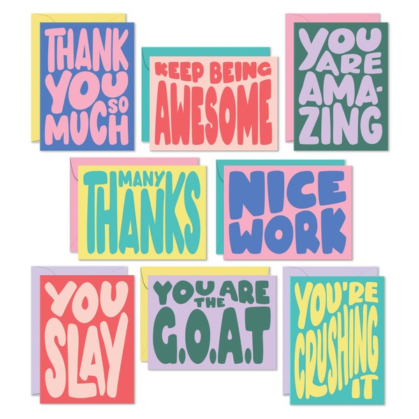 S&O Set of 24 Cute Appreciation Cards with Envelopes -