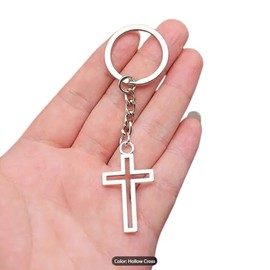 Christian Cross Keychain Inspirational Keychains Motivational Key Chains Bible Verse Keychain Jesus, Silver, 1.5"