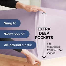 Sábana bajera extra profunda individual XL – Sábana bajera ajustable de lujo individual – Se adapta fácilmente a colchones de 18 a 24 pulgadas, ultra suave, sin arrugas con bolsillos extra profundos,