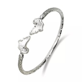 Better Jewelry Africa Map Ends .925 Sterling Silver Bangle Bracelet, African Jewelry, 1 piece