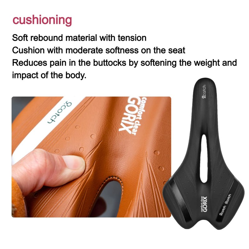 GORIX Bike Saddle Seat Comfortable Cushion with Rail Mountain Road