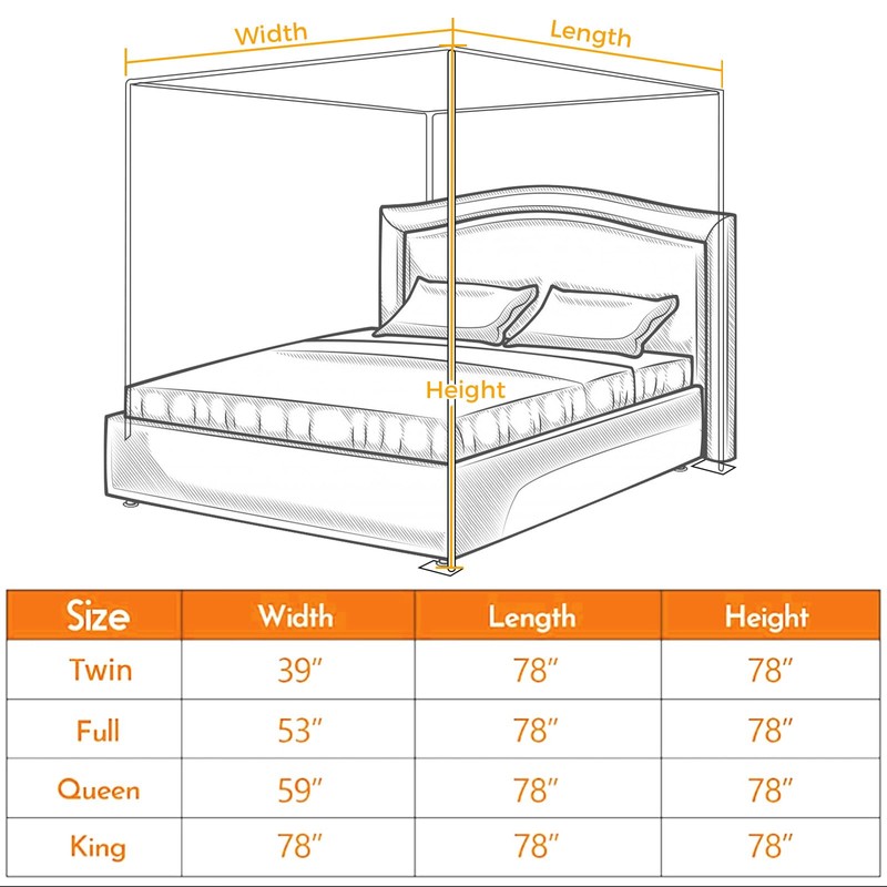 SEAYNFESH Bed Canopy Frame Queen Size,Stainless Steel Bed Post Poles