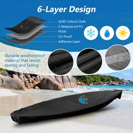 Kayak Cover 500D Waterproof UV Protection and Dust Resistant Heavy Duty Full Canoe Cover for Indoor/Outdoor Kayak/Canoe/Paddle Board with Storage Bag (15.3ft-16.5ft)