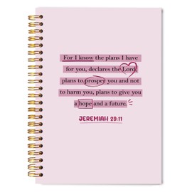 Welshower Pink Bible Verse Notebook Journal 5.5x8.3, Jeremiah 29:11 Gifts, for I Know the Plans I Have for You Bible Journaling Notebooks, Christian Gifts for Women Hardcover Spiral Notebook