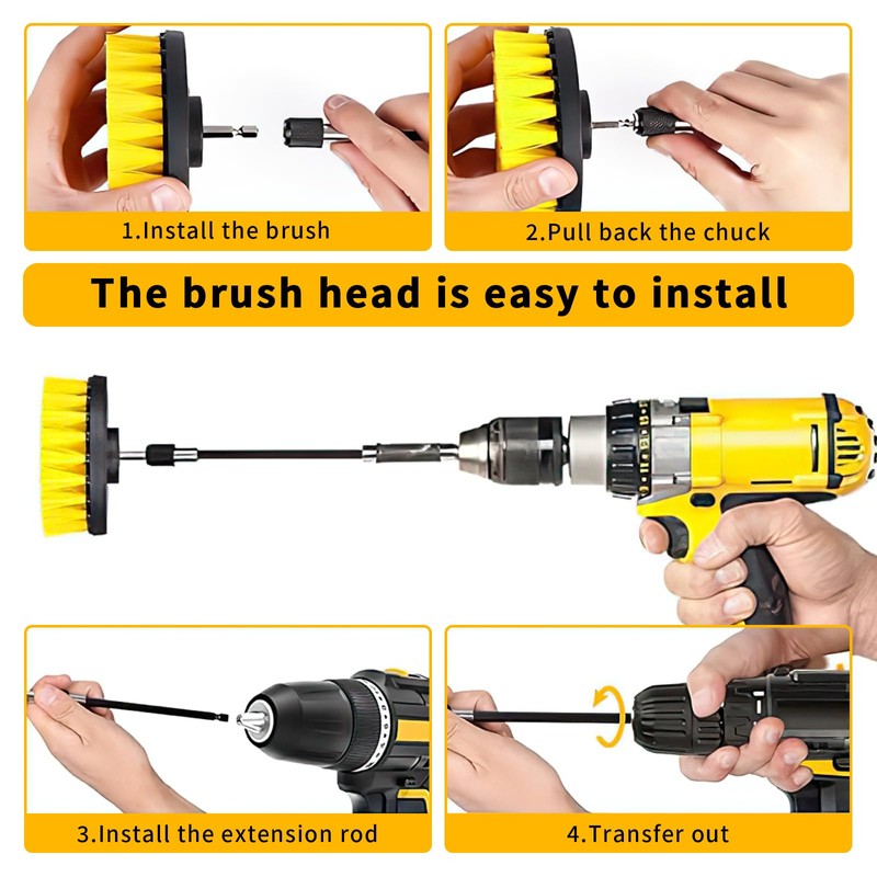 ZZQVIP Brush Attachment Drill Set, 10 Pieces, Powerful Drill Brush,