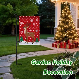 HOOSUN Garden Flag Stand,Premium Garden Flag Holder Pole Metal Powder-Coated Weather-Proof Paint with Graden Flag Clip and Spring Stoppers Without Flag Garden Decorations