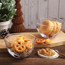 SiliFine 2 PCS Gingerbread Man Icon Glass Bowl - Christmas Glass Salad Mixing Bowls Set for Kitchen Baking, Cooking, Winter Xmas Parties Decor, Gift & Daily Use