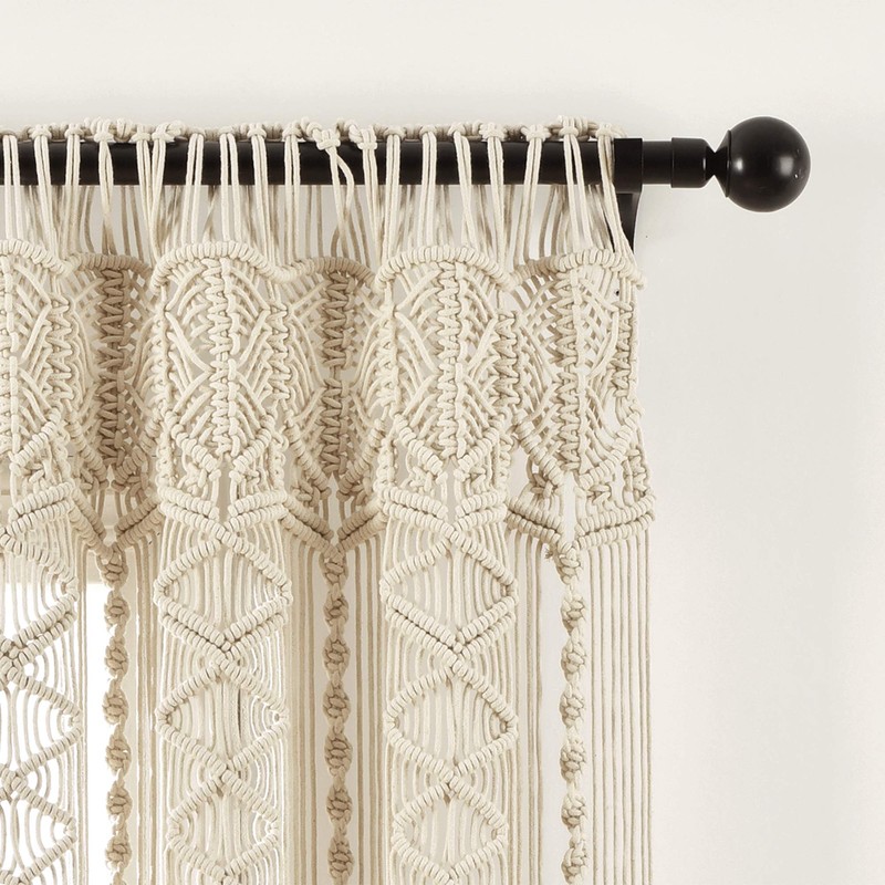 Lush Decor Boho Macrame Textured Cotton Window Curtain Panel Single