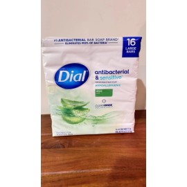 Dial Bar Soap Antibacterial & Sensitive Aloe 16 Bars