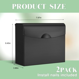 Tioncy 2 Pcs Sanitary Napkin Disposal Receptacle Stainless Steel Sanitary Napkin Receptacle Tampon Disposal Bin Wall Mounted Waste Tampon Holder Feminine Hygiene Disposal Container (Black)