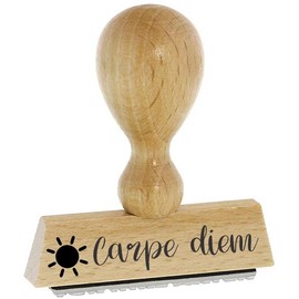 Warehouse Stamp / Stock Text - Carpe Diem - Kaufhaus2010 Beech Wood Stamp - Warehouse Text Stamp for Labelling Invoices and Other Documents 4 cm Long
