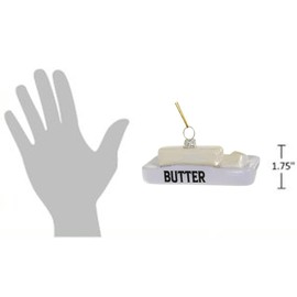 The Bridge Collection 1.75" Glass Butter with Butter Dish Ornament - Culinary Christmas Tree Food Decoration
